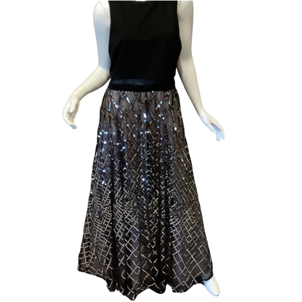 TLC Say Yes to the Prom Elegant Black and Silver Women's Maxi Dress - Picture 13 of 13